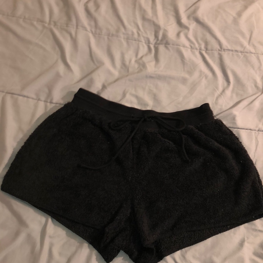 Fuzzy black shorts